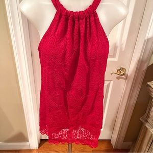 New Loveappella Red Lace Top SZ M